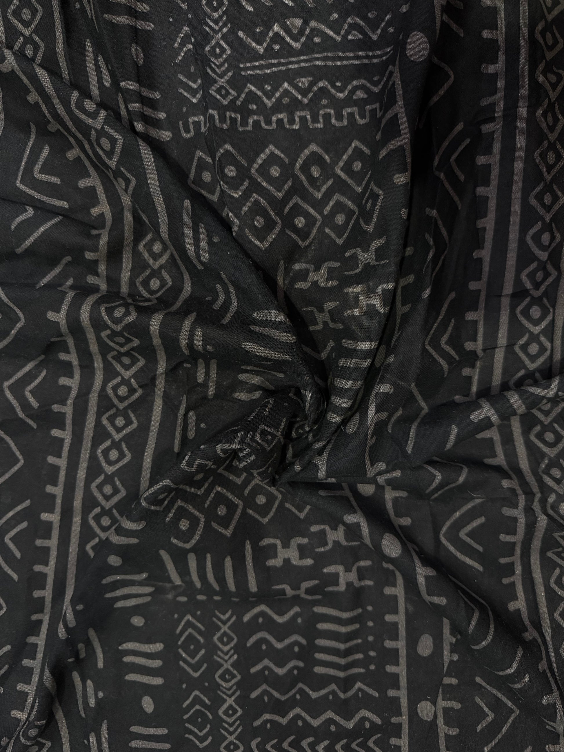 Cotton Linen Black Historic Printed Fabric - MAF 