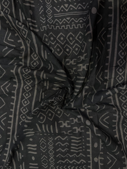 Cotton Linen Black Historic Printed Fabric - MAF 