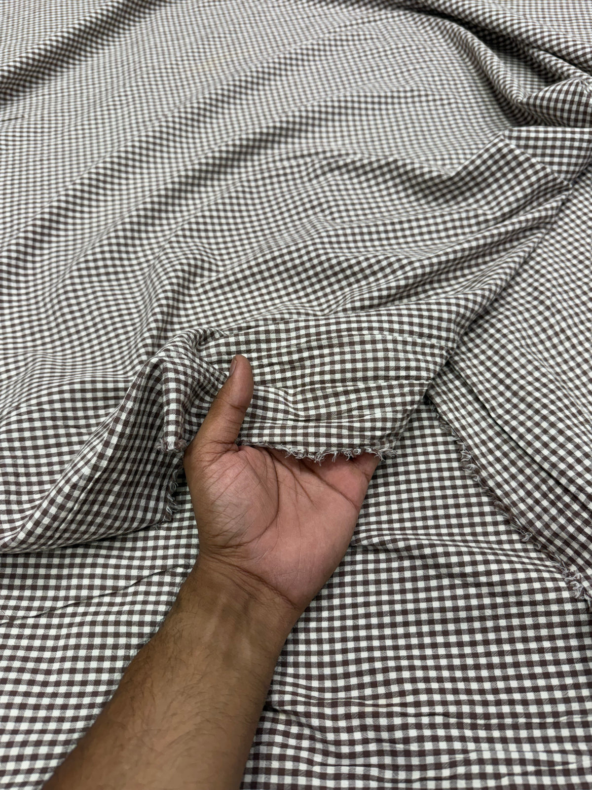 Buy Premium Cotton Yarn-Dyed Brown Gingham Check Fabric