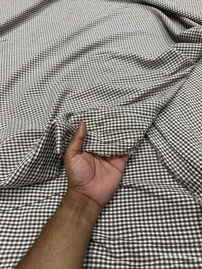 Buy Premium Cotton Yarn-Dyed Brown Gingham Check Fabric