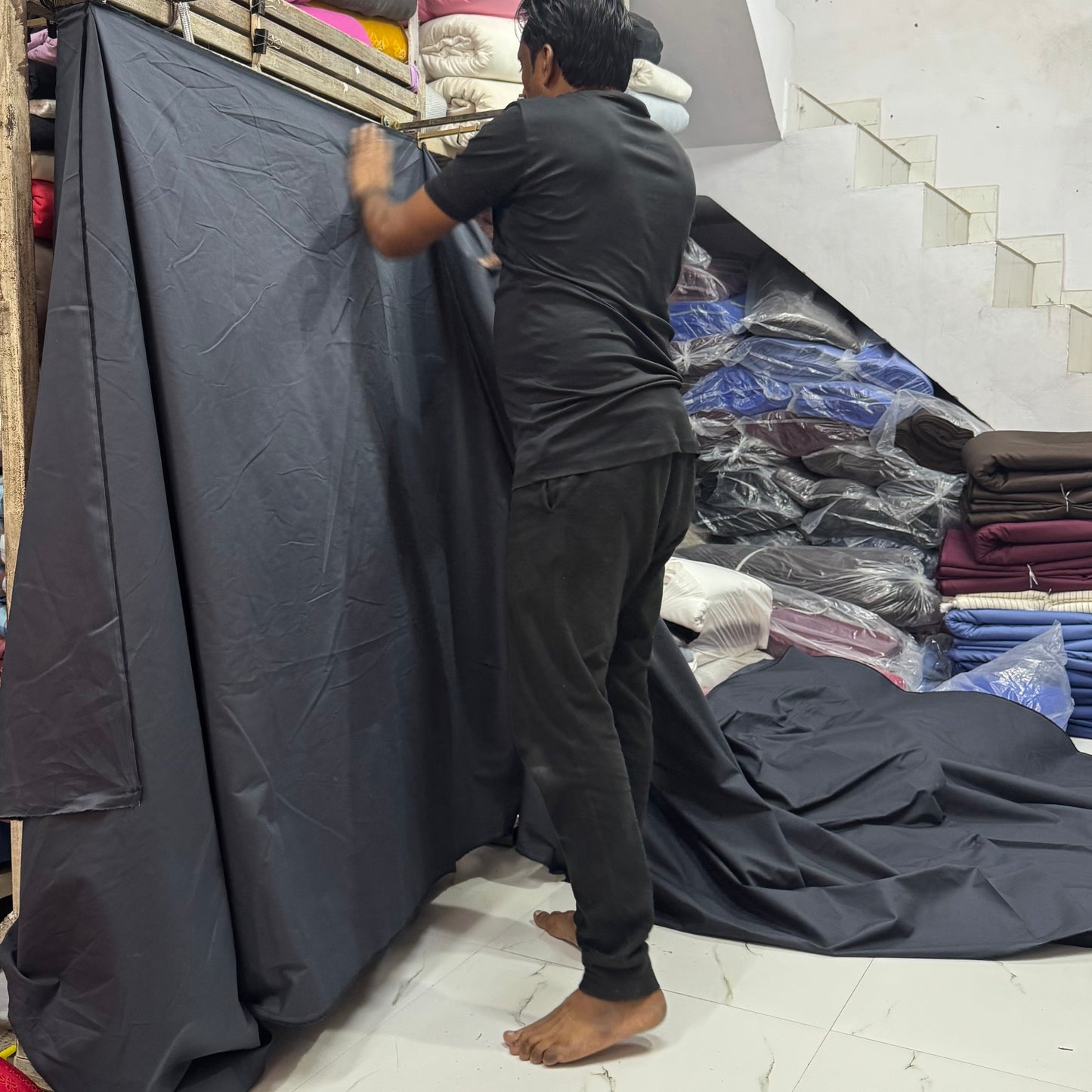 Buy Solid Charcoal Grey Pure Cotton Poplin Satin - MAF 