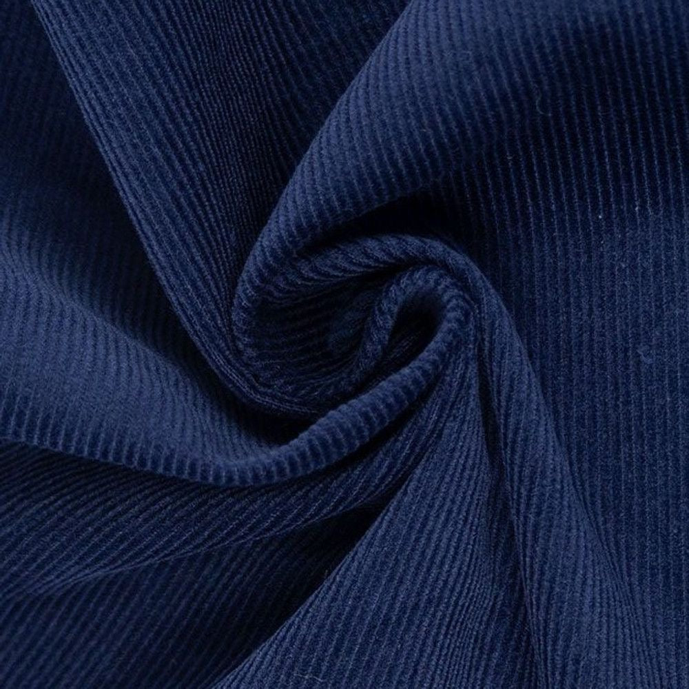 Buy Corduroy Solid Navy Blue Fabric (21 Wale) - MAF 