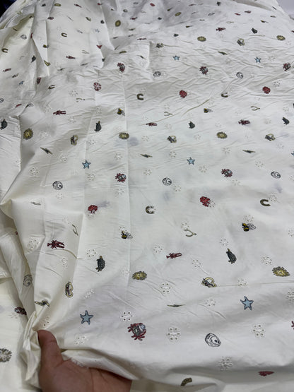 Buy Cute Patch Printed Cotton Hakoba Embroidery Fabric