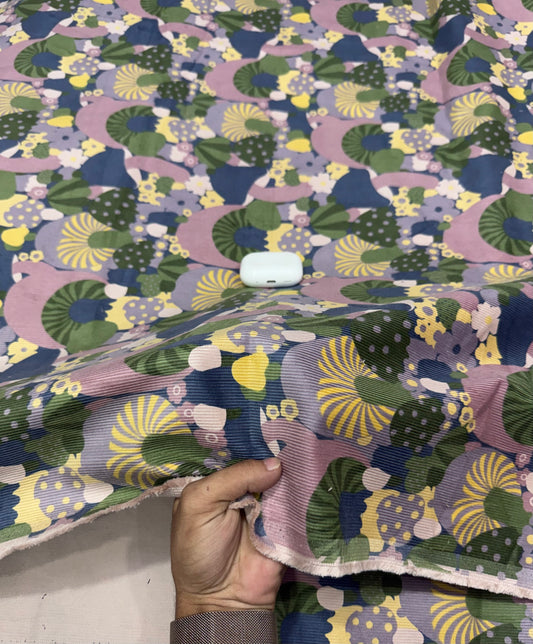 Buy Premium Corduroy Multicolor Pinwheel Floral Print Fabric