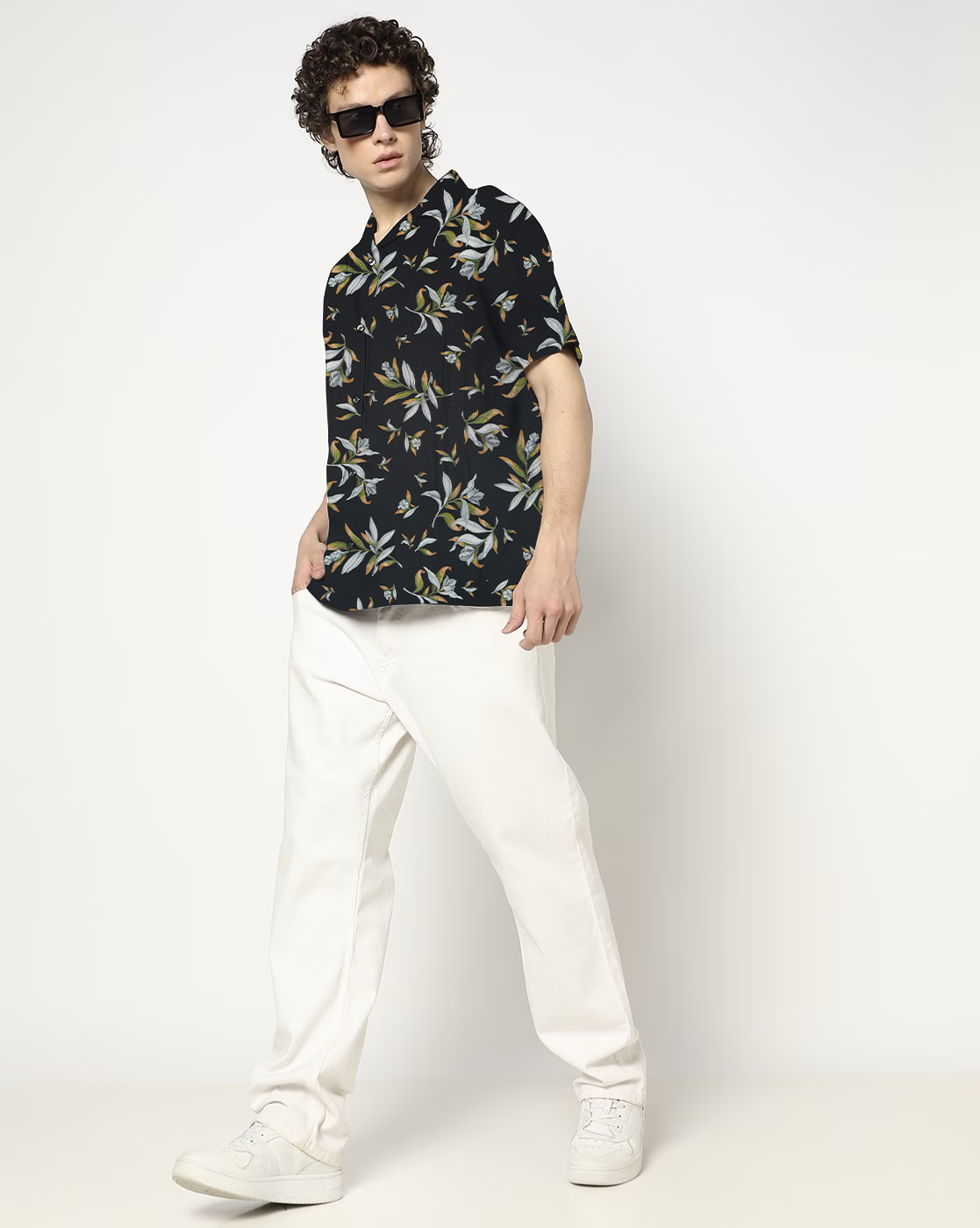 Buy Poplin Pure Aesthetic Flower & Leaf Printed Fabric - MAF 