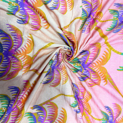Buy Pure Linen Cotton Tropical Print Fabric - MAF 