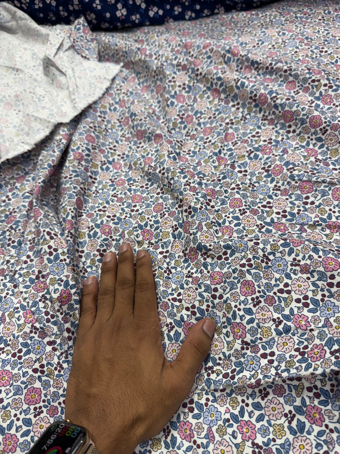 Buy Corduroy White Base Floral Print Fabric