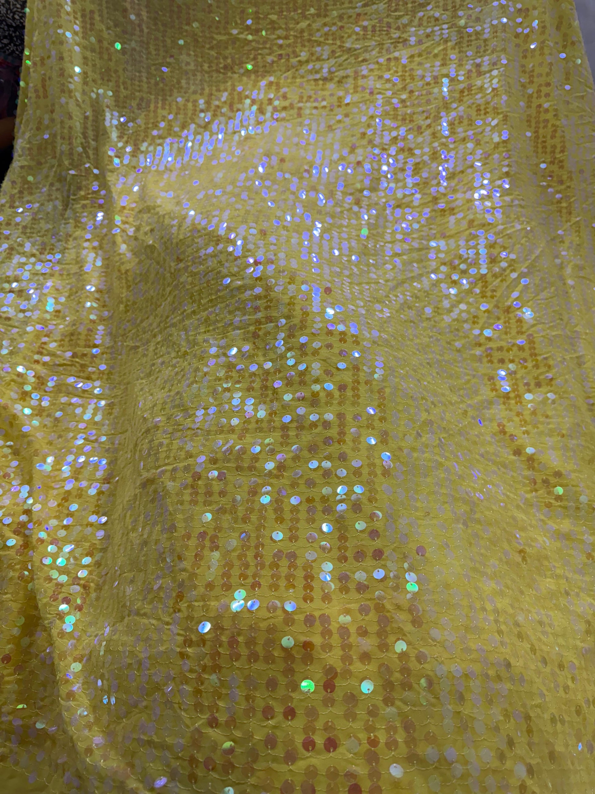 Buy Sequins Yellow Coloured Fabric - MAF 