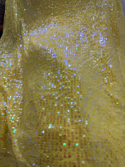Buy Sequins Yellow Coloured Fabric - MAF 