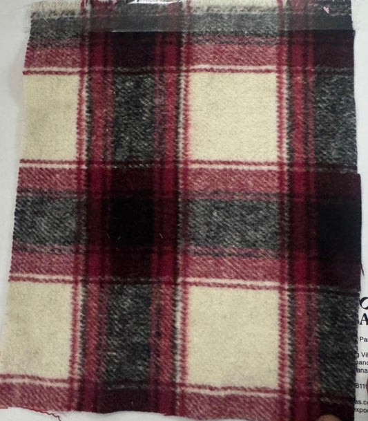 Buy Cotton Flannel Twill Ivory Maroon Black Check Fabric