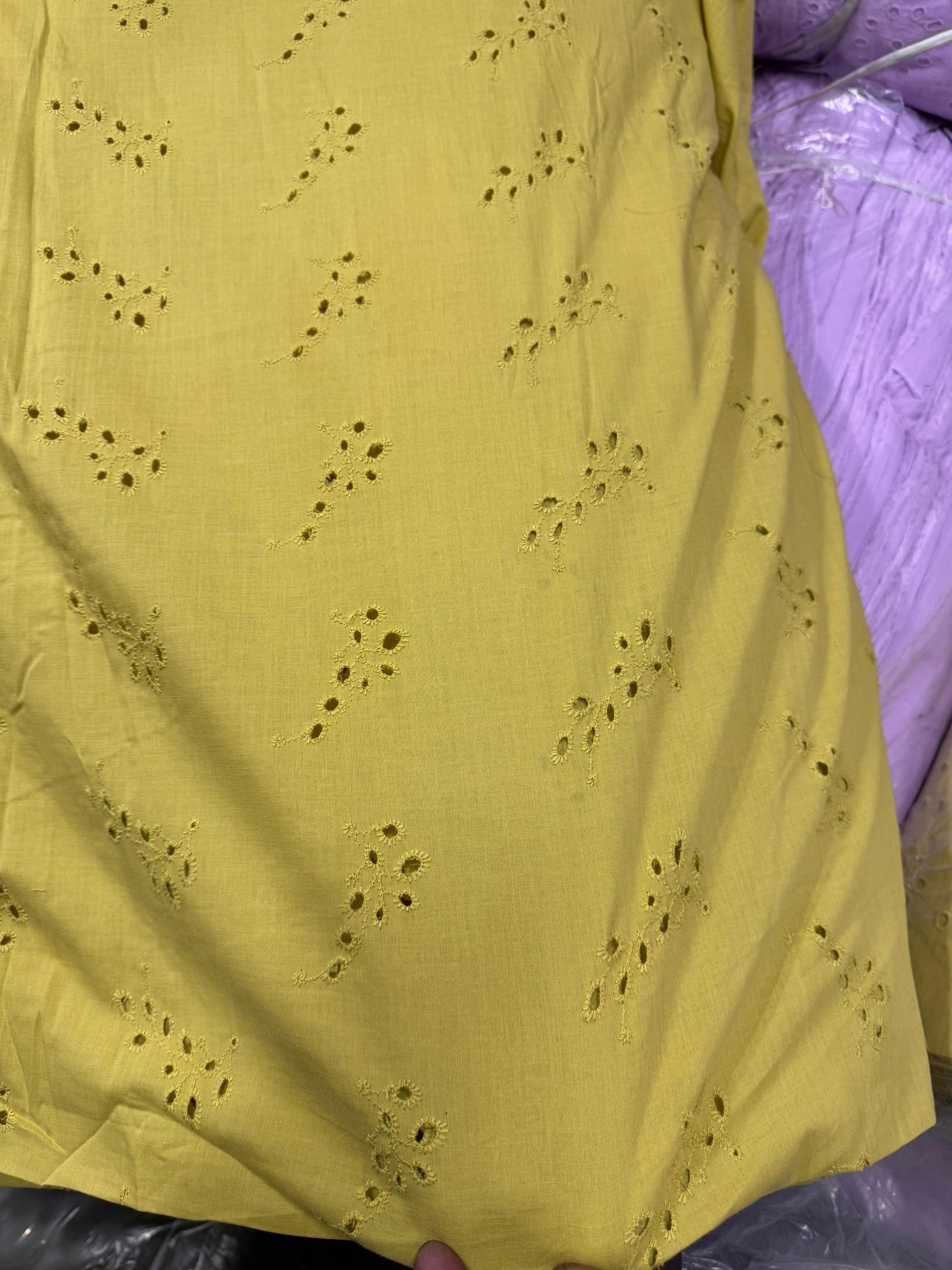 Buy Cotton Hakoba Pista Green Leaf Cutwork Embroidery - MAF 