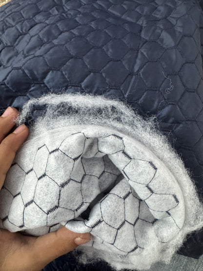 Buy Premium Quilted Jacket Navy Blue Honeycomb Pattern Fabric