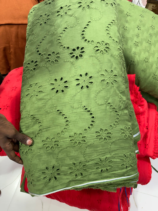 Buy Cotton Hakoba Olive Arch Flower Fabric