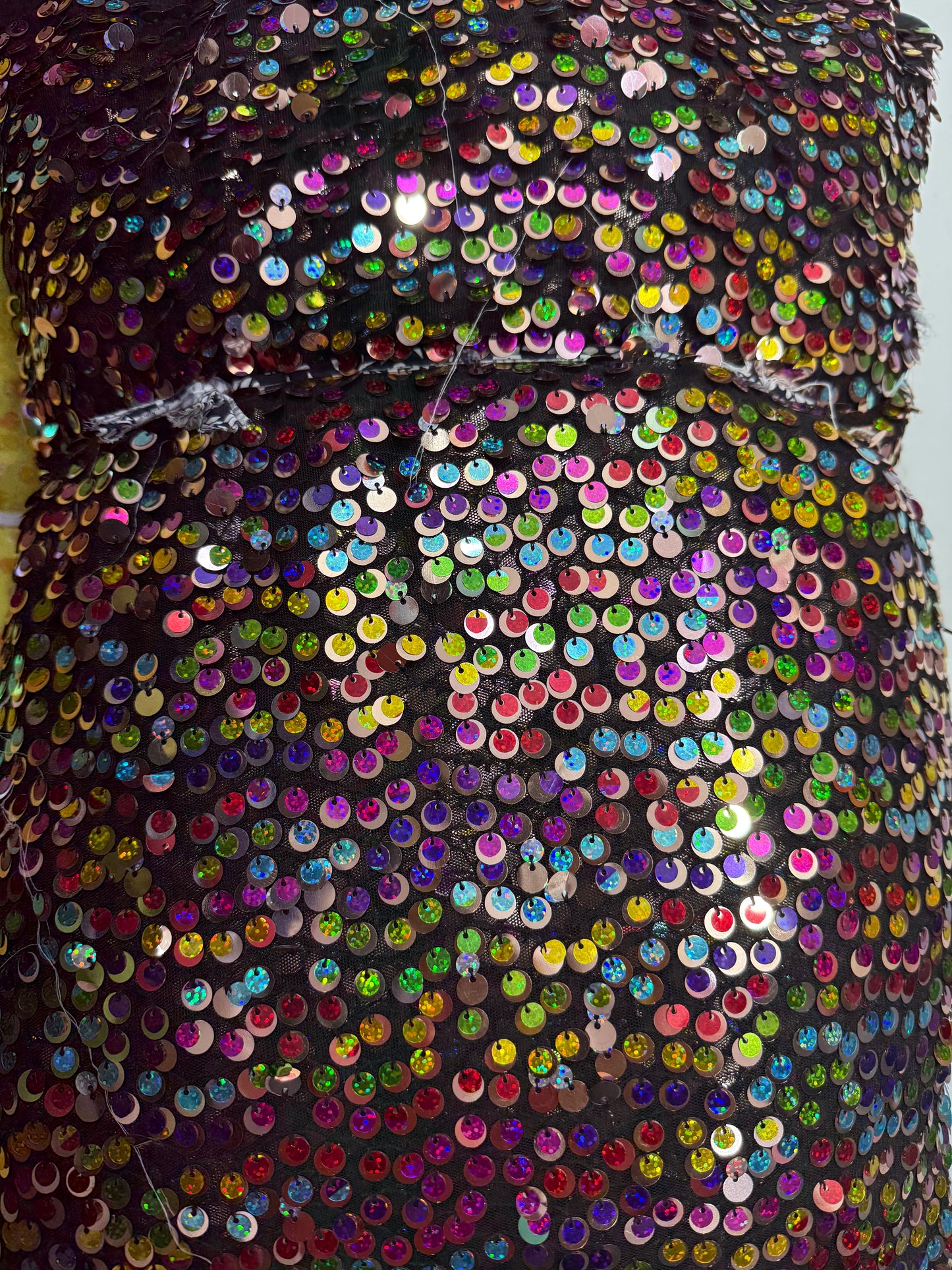 Buy Black Mesh Coloured Sequin Fabric