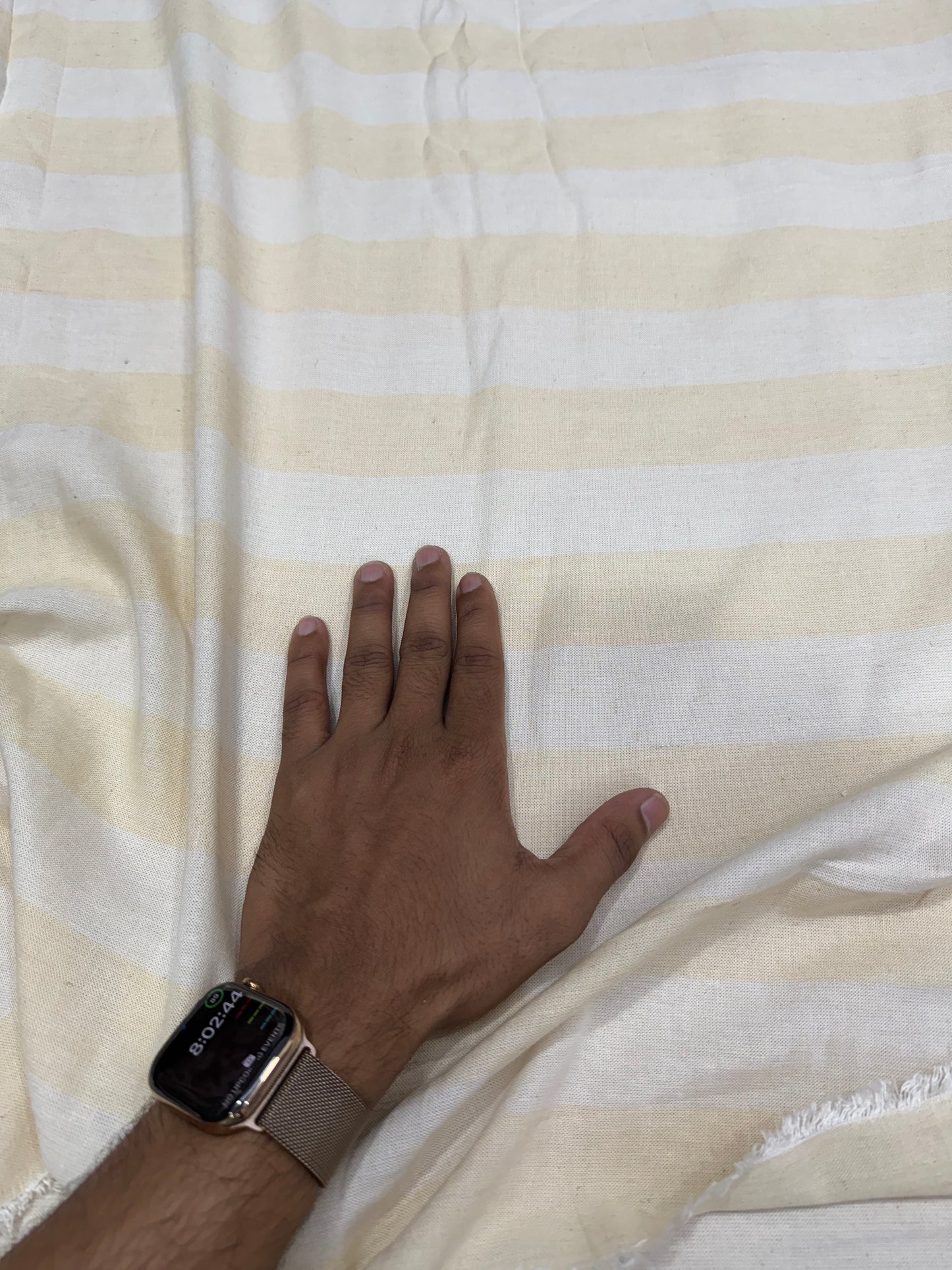 Buy Cotton Linen Broad Stripe Baby Yellow Fabric