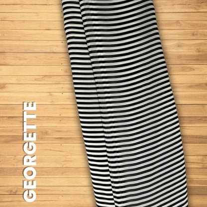 Buy Georgette Stripe Monochrome Fabric - MAF 