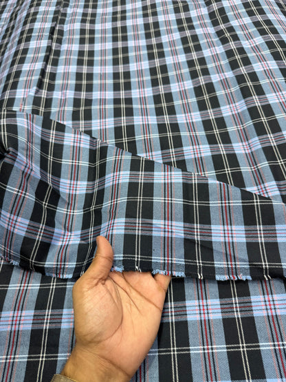 Buy Cotton Twill Blue Black Check Fabric