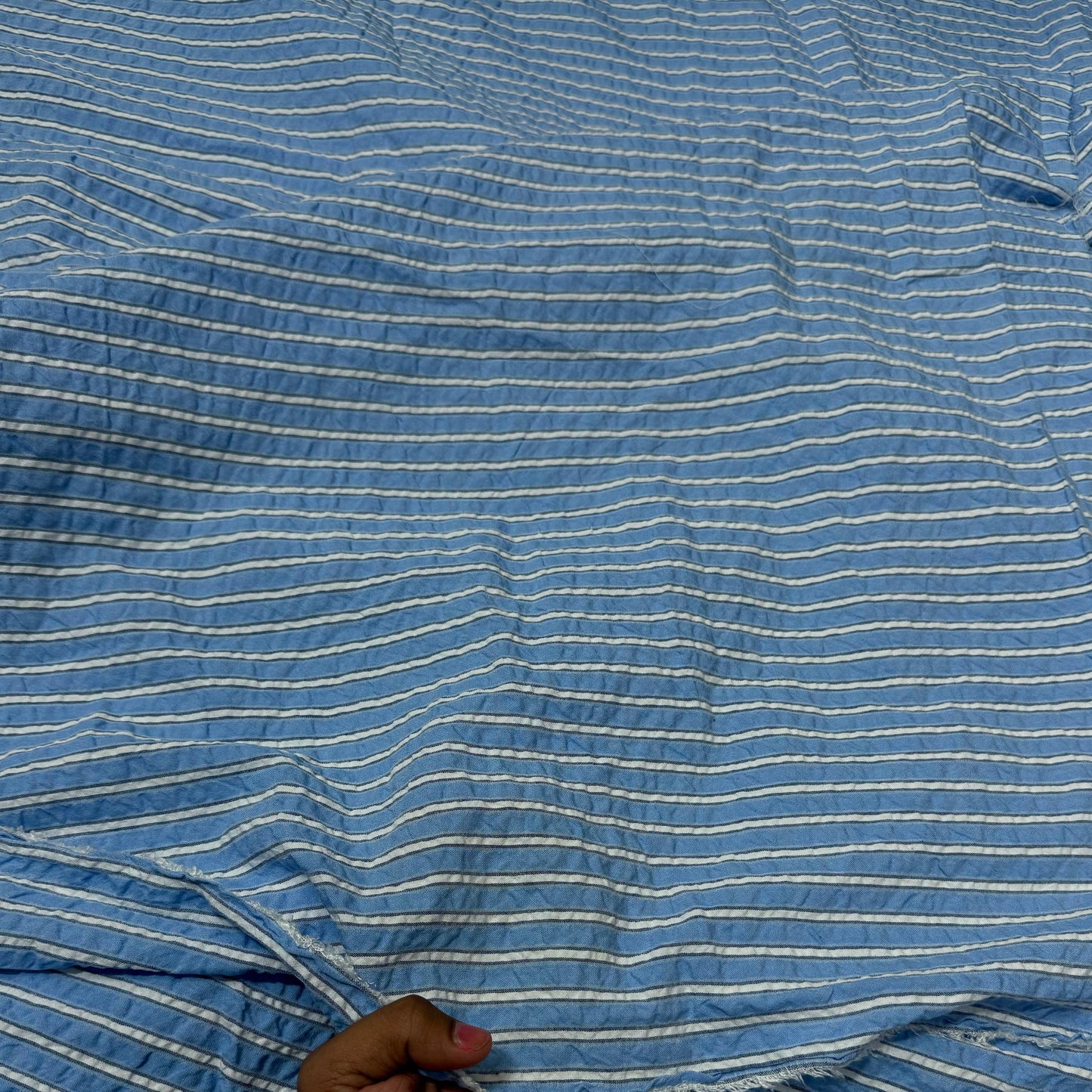 Premium Seersucker Formal Blue Stripe Fabric - MAF 