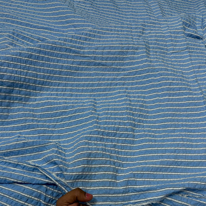Premium Seersucker Formal Blue Stripe Fabric - MAF 