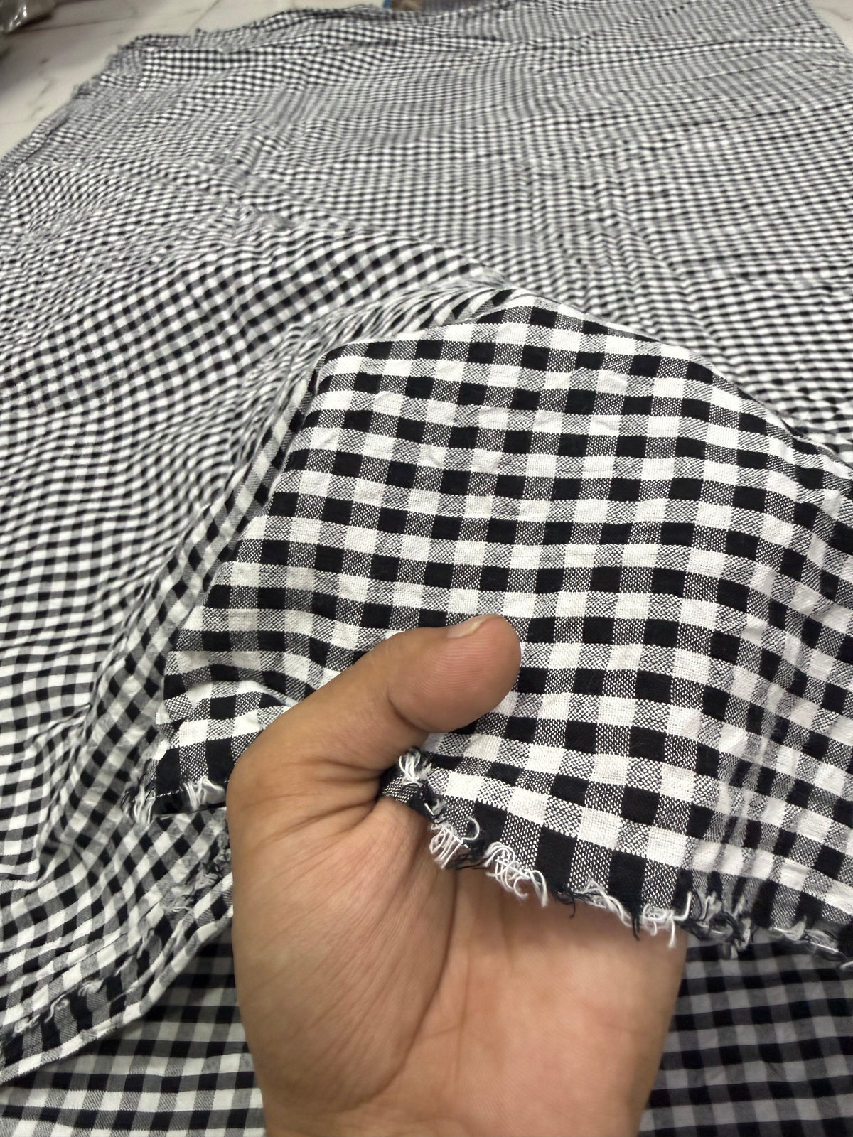 Buy Premium Seersucker Black White Gingham Check Fabric