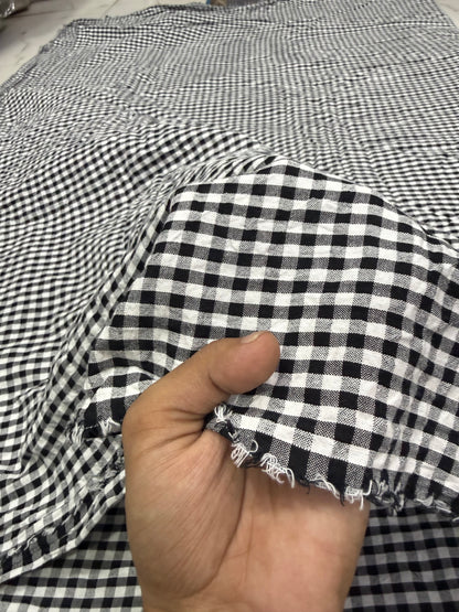 Buy Premium Seersucker Black White Gingham Check Fabric