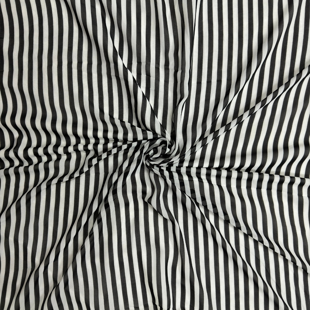 Buy Georgette Stripe Monochrome Fabric - MAF 