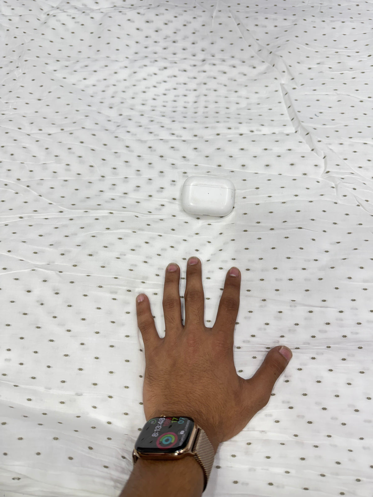 Buy Cambric White Green Buta Dot Print Fabric