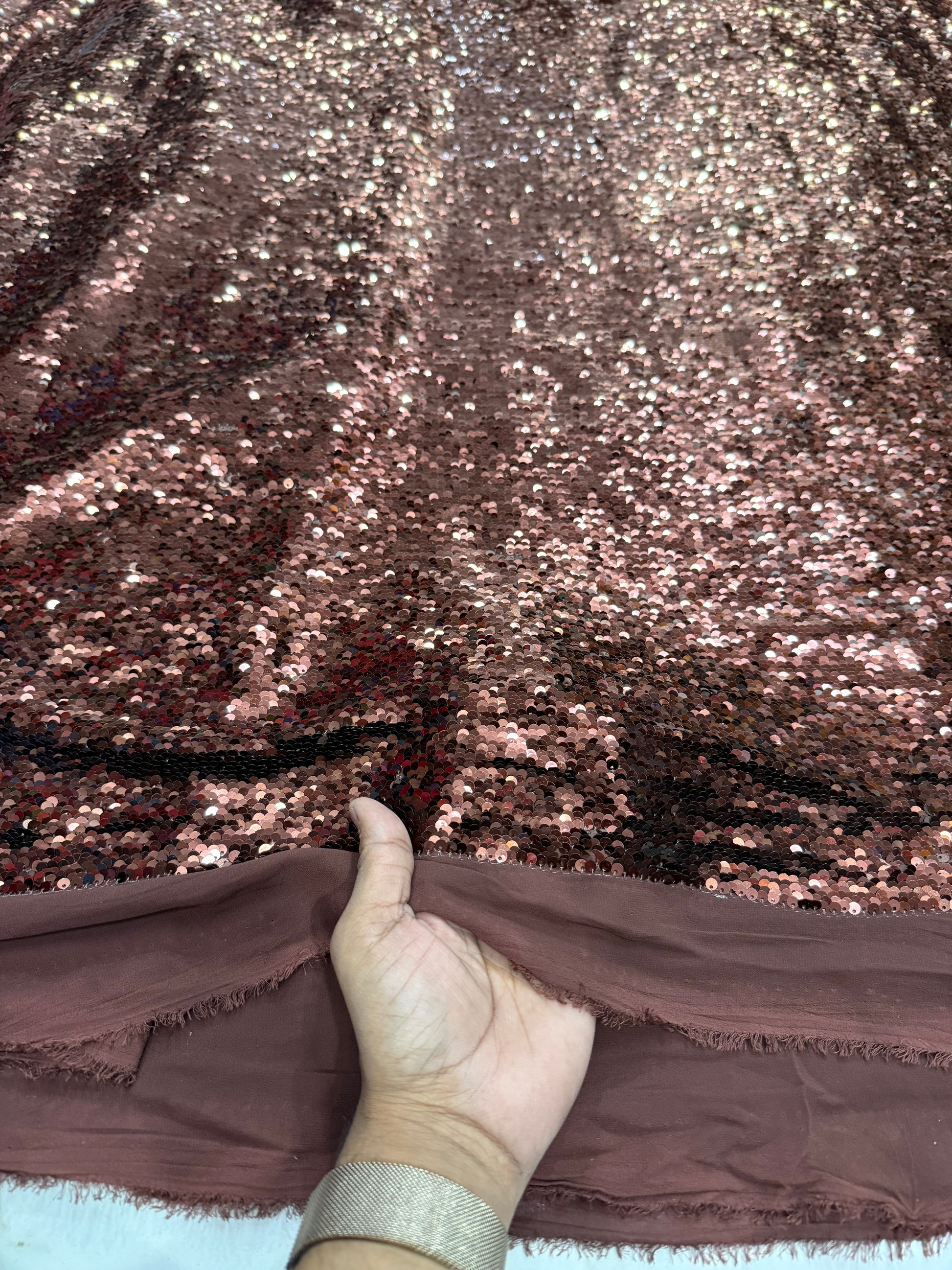 Buy Sequins Brown Coloured Fabric - MAF 