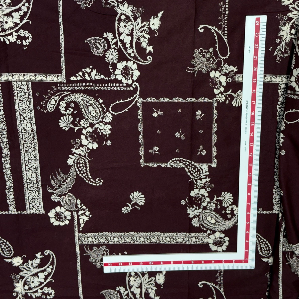 Buy Maroon Poplin Paisley Floral Print Fabric