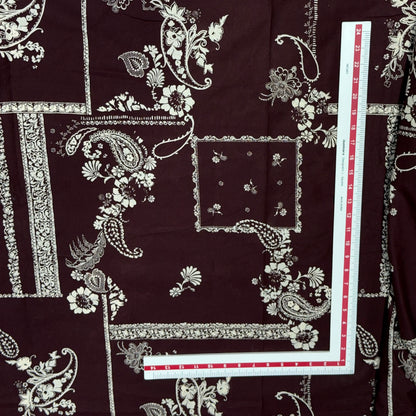 Buy Maroon Poplin Paisley Floral Print Fabric