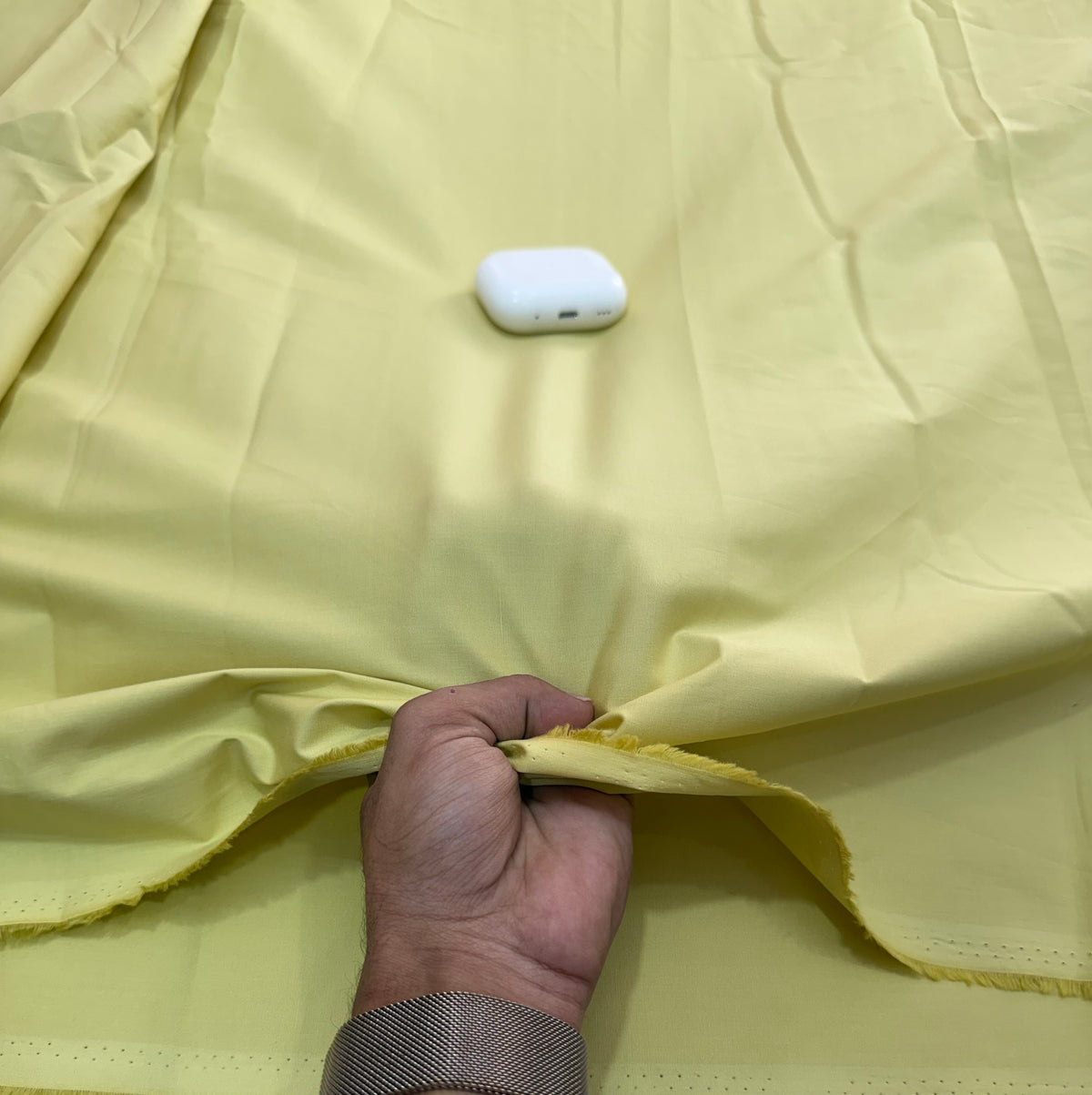 Buy Poplin Lycra Plain Fabric Butter Yellow