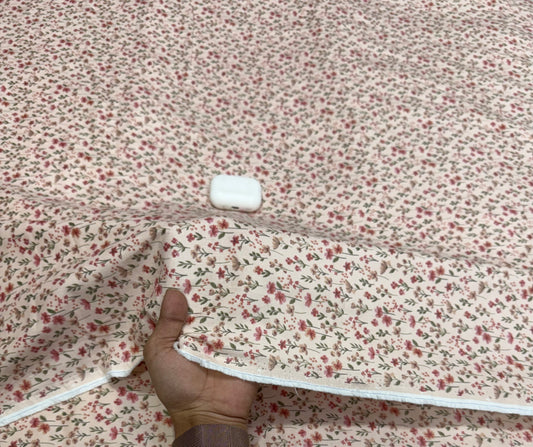 Buy Premium Corduroy Cream Ditsy Floral Print Fabric
