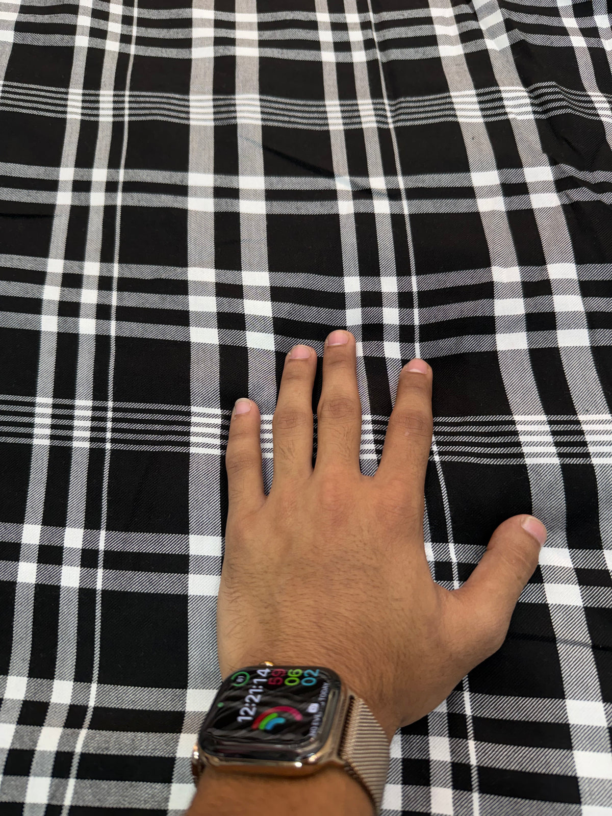 Buy Premium Rayon Twill Black White Tartan Check Fabric
