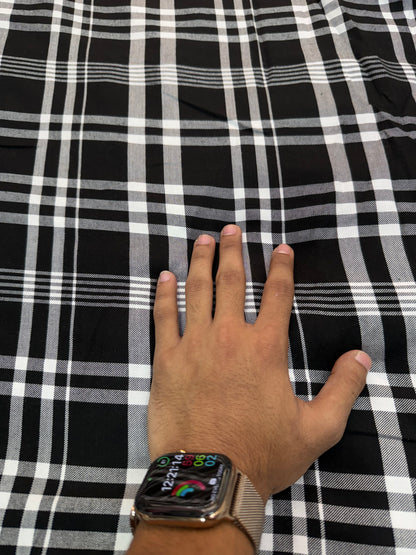 Buy Premium Rayon Twill Black White Tartan Check Fabric