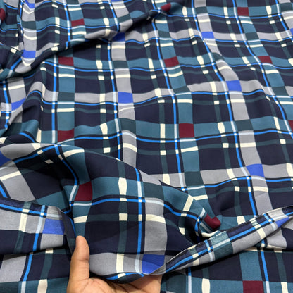 Heavy European Georgette Geometric Box Fabric - MAF 