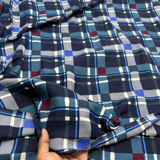 Heavy European Georgette Geometric Box Fabric - MAF 
