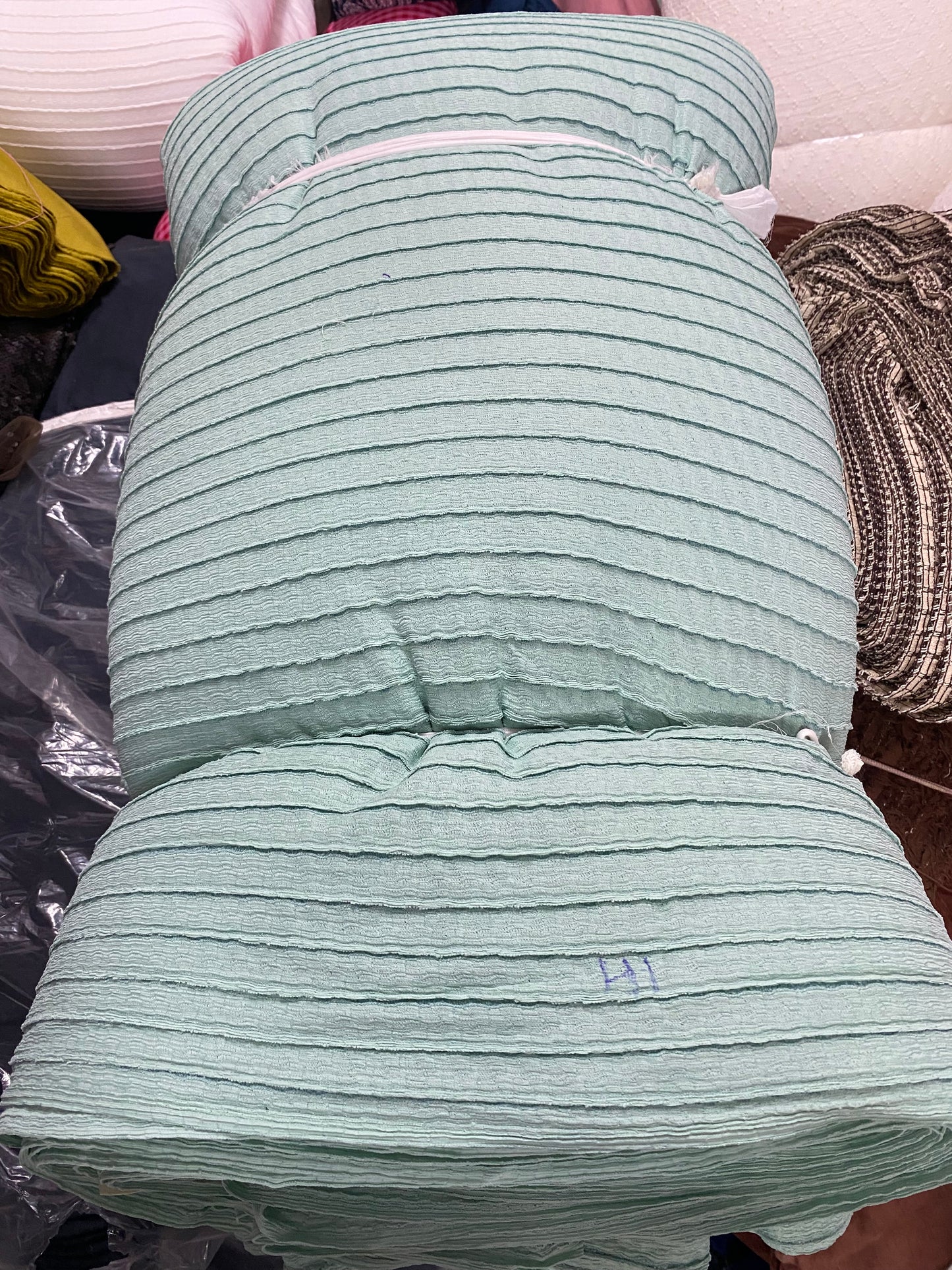 Buy Poly Viscose Stripes Trendy Green Fabric