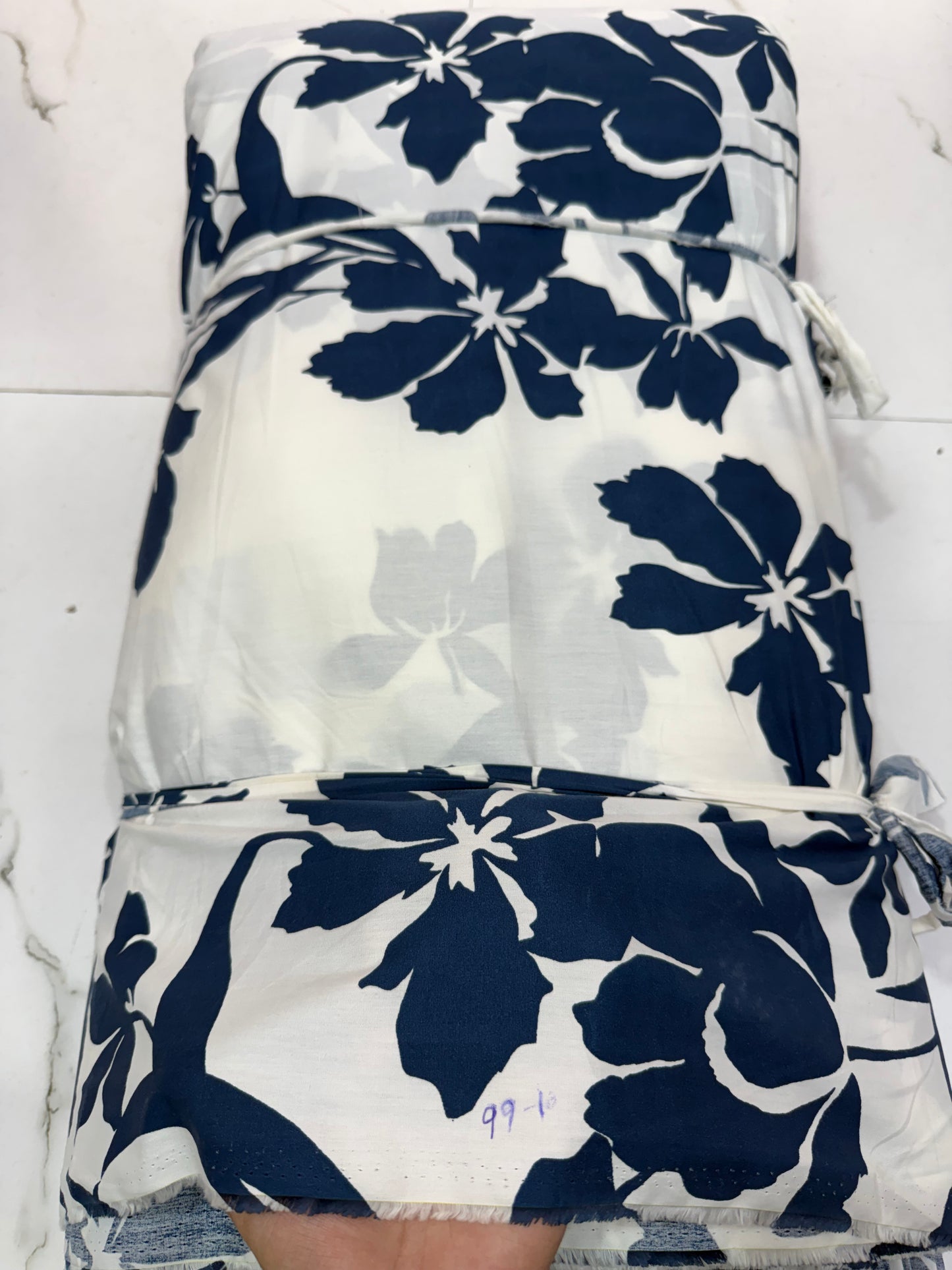 Buy Cotton Poplin Blue Flower Printed Fabric
