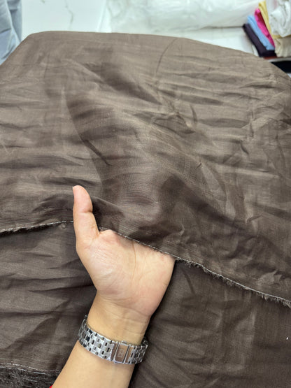 Buy Pure Linen Premium Collection Solid Chocolate Brown Fabric