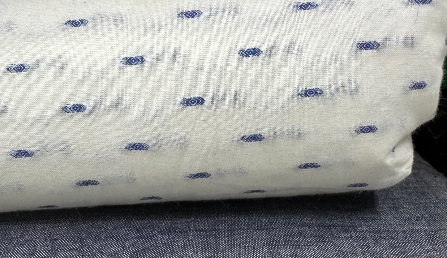 Buy Cotton Blue Designed Dobby White Base Fabric