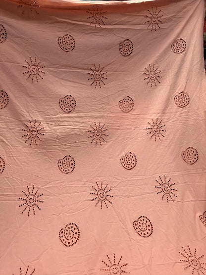 Buy Peach Cotton Hakoba Dual Beach Embroidery Design