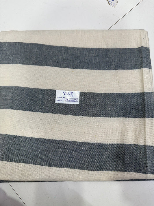 Buy Cutpiece Cotton Linen Broad Stripe Powder Blue 1.10 Meter