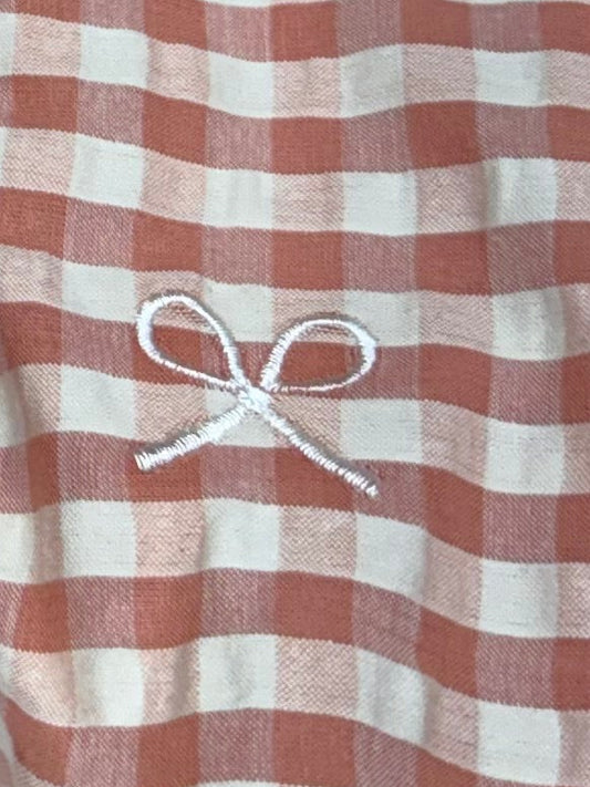 Buy Premium Seersucker Rust Pink Gingham White Embroidery Fabric