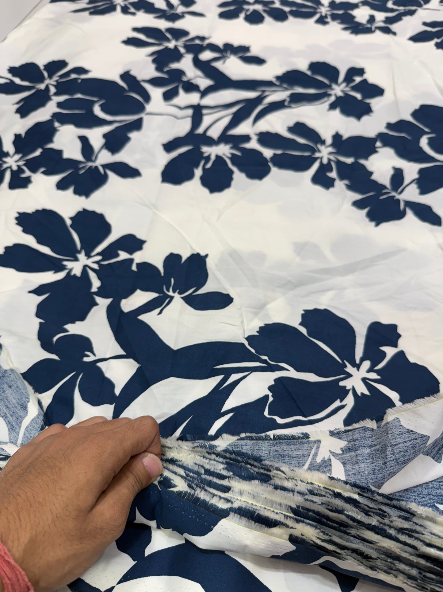 Buy Cotton Poplin Blue Flower Printed Fabric