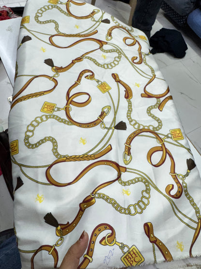 Buy Belt Chain Rare Satin Printed Fabric