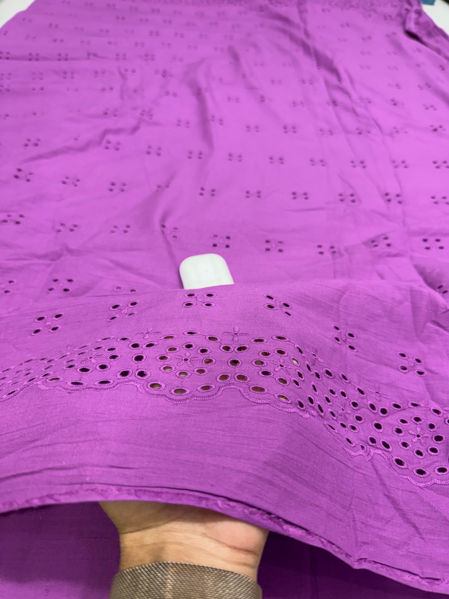 Buy Premium Cotton Cambric Schiffli Purple Confetti Fabric
