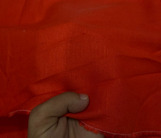 Buy Premium Cotton Linen Solid Orange Red Fabric
