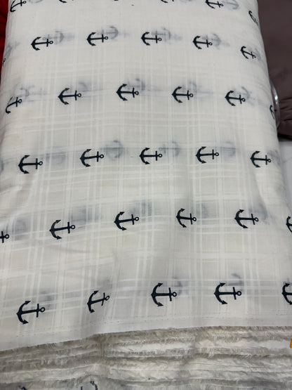 Buy Cotton Dobby Anchor Printed Kids Fabric