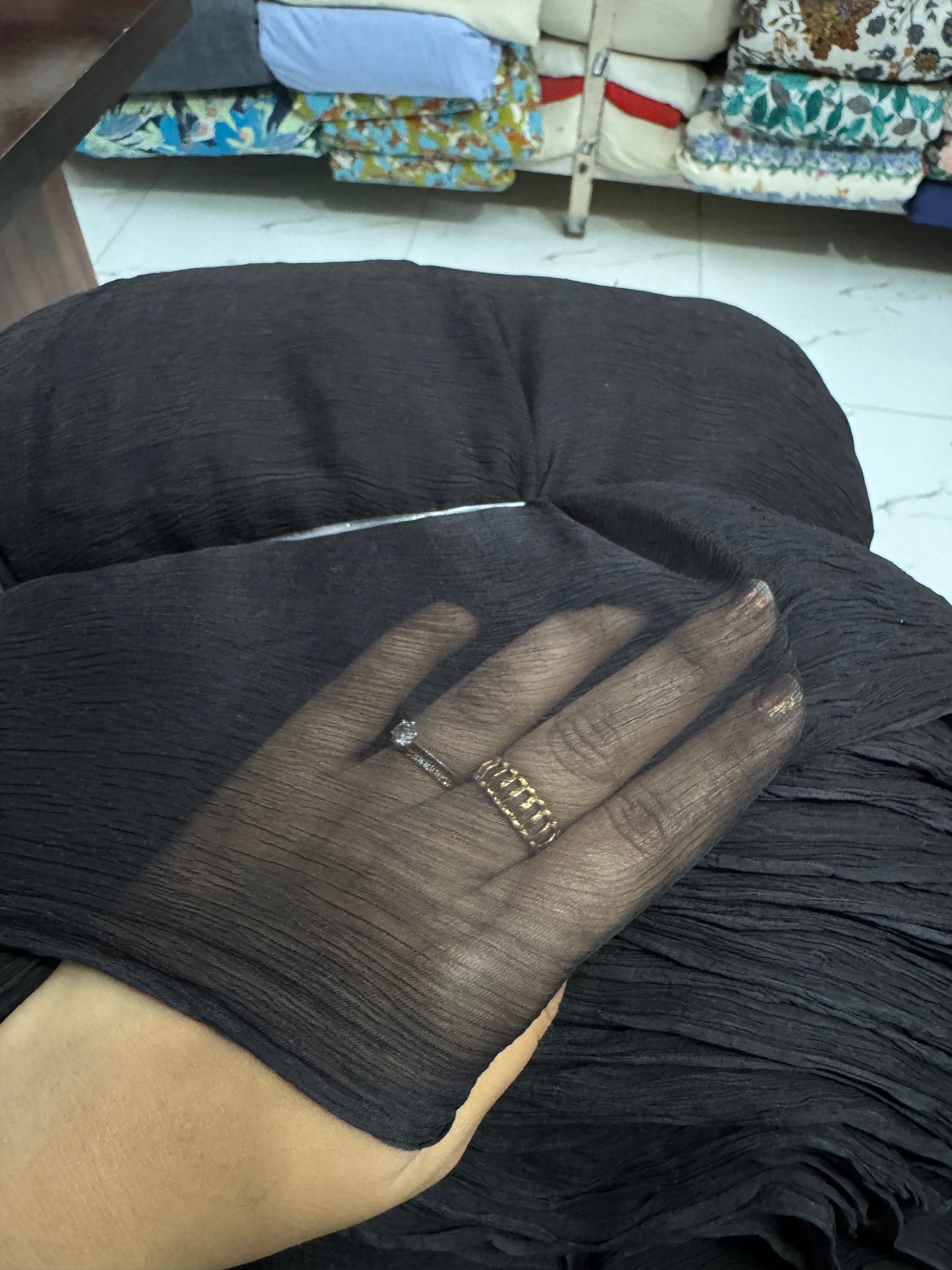 Buy Crushed Black Chiffon Fabric