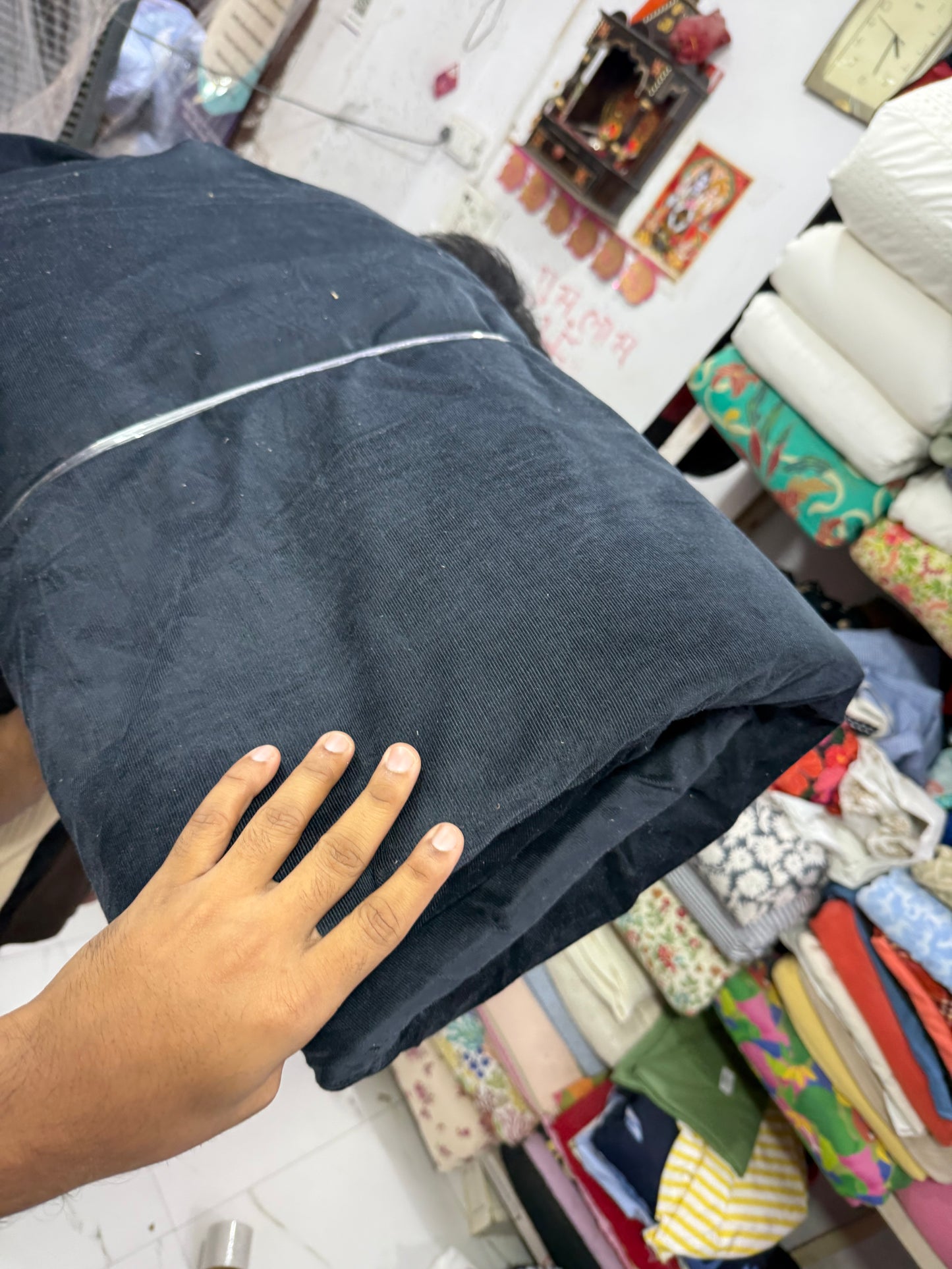 Buy Corduroy Solid Navy Blue Fabric (21 Wale)